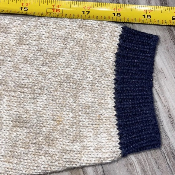 VTG Chelsea Campbell Charter Club Christmas Tree Sweater Cardigan Blue Tan Med - Picture 8 of 8